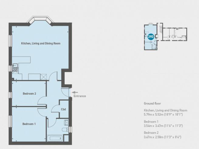 Floor plan 2 bedroom apartment - artist's impression subject to change